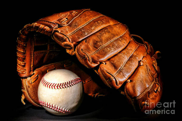 Vintage Baseball Glove and Ball Poster