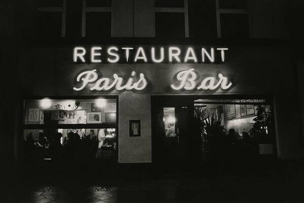 Paris Bar Restaurant at Night Poster