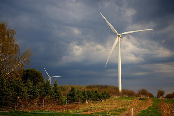 Wind Generator Against Clouded Sky Mason County Michigan Poster