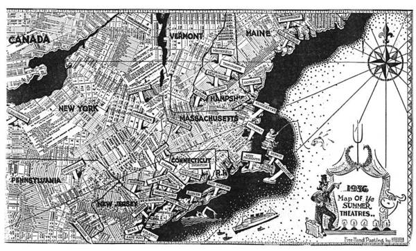 1936 Map Of Ye Summer Theatres Poster