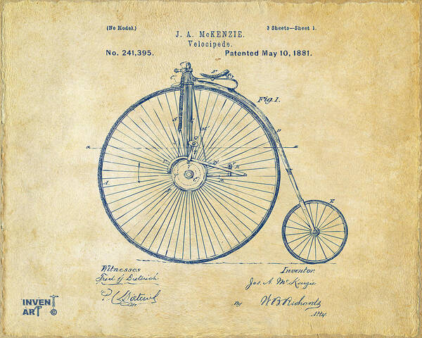 Penny-farthing Bicycle Blueprint Poster