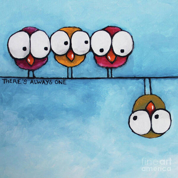 Whimsical Birds on a Line Poster