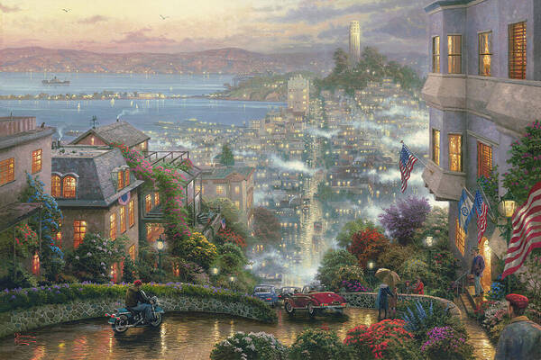 Sf Lombard Street II Art Print by Thomas Kinkade - Thomas Kinkade