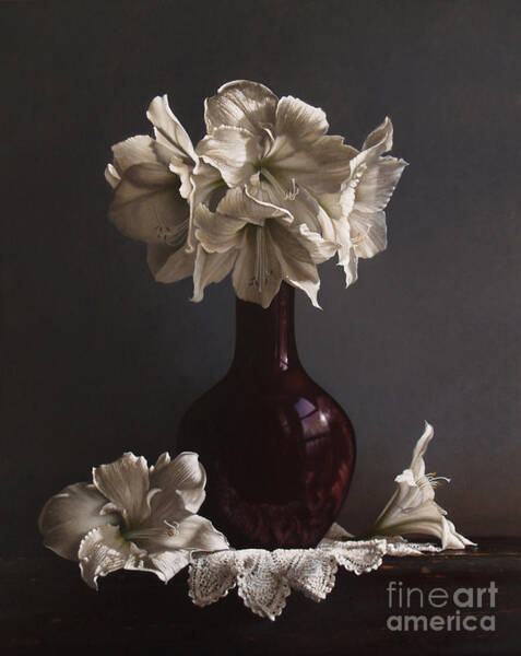 Elegant White Amaryllis Arrangement Wall Art