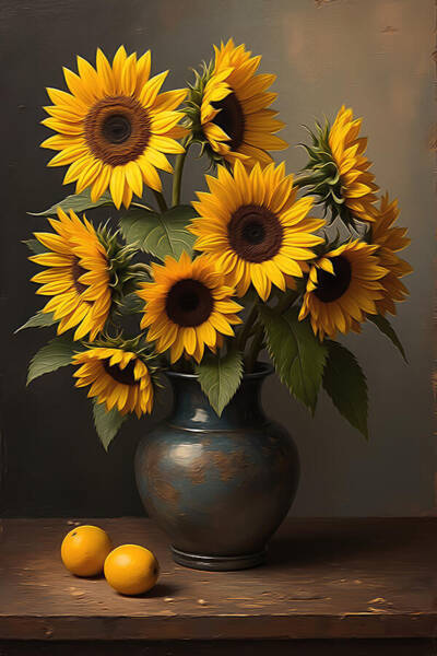 Sunflower Wall Art Floral Still Life Art Print