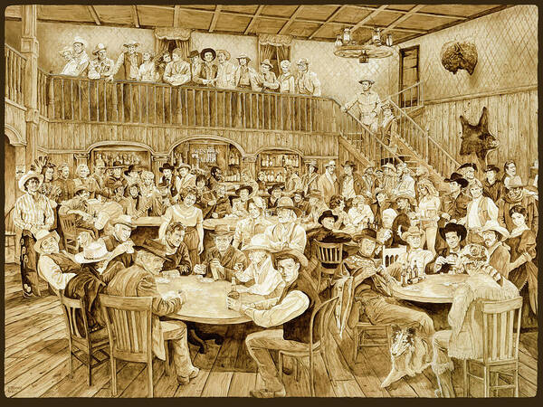 Western Movie Legends in Saloon Wall Art