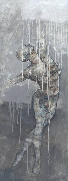 Draped Figure with Gray Backdrop Mixed Media
