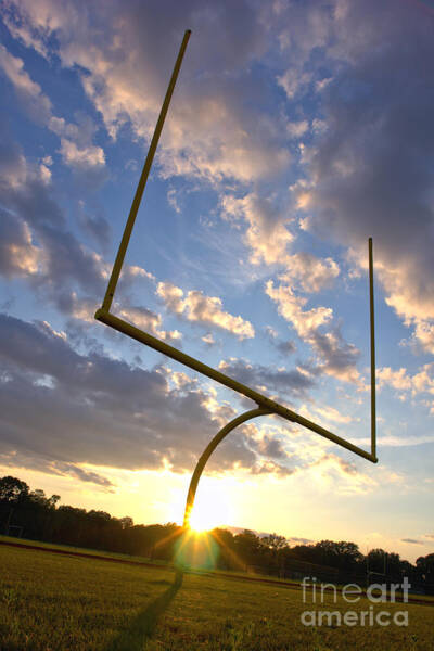 Sunset Behind Football Goalpost Art Print