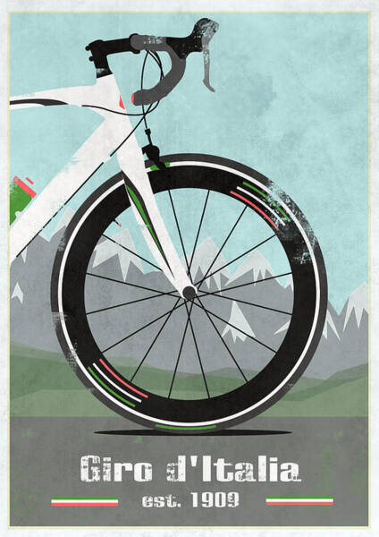 Bicycle Design with Mountains Mixed Media