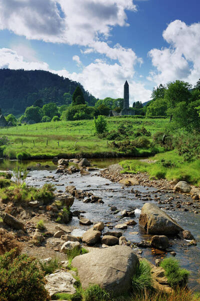 Cloud Wall Art featuring the photograph Glendalough Creek With The Old Monastic by Mammuth