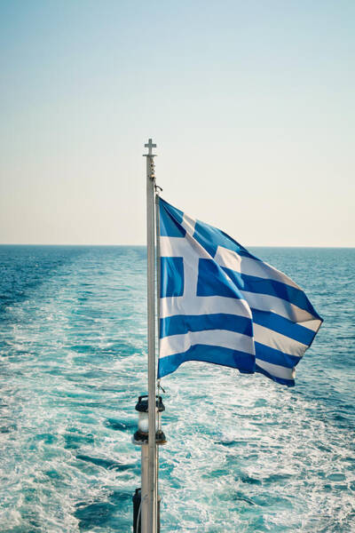 Greek Flag on a Boat Wall Art