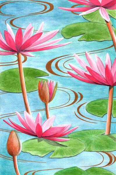 Pattern Wall Art featuring the painting Lotus Flower by Jenny Barnard