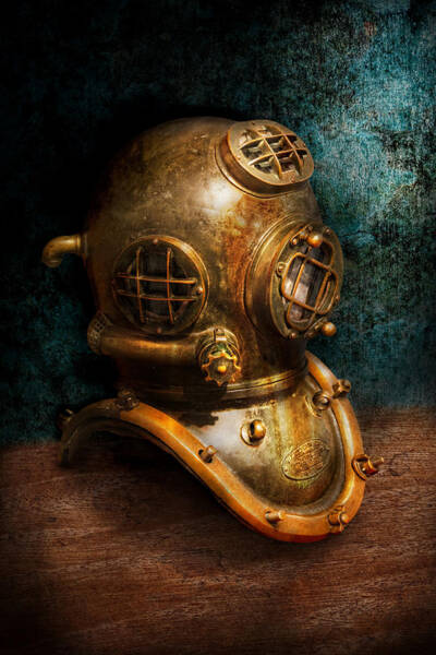 Vintage Brass Diving Helmet Wall Art