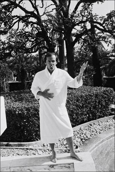 Man in Bathrobe by a Poolside Wall Art
