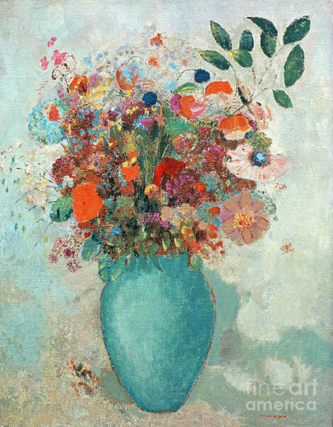 Floral Bouquet in Turquoise Vase Wall Art