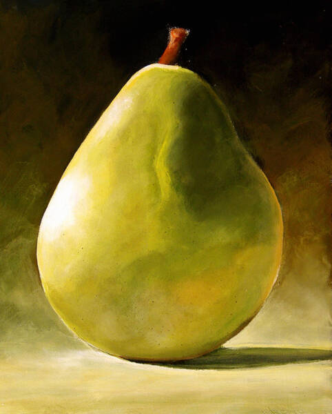 Single Pear on a Dark Background Wall Art