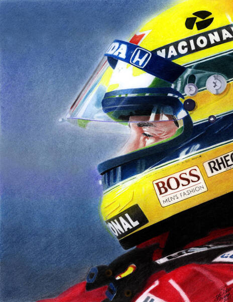 Famous Race Car Driver in Helmet Mixed Media