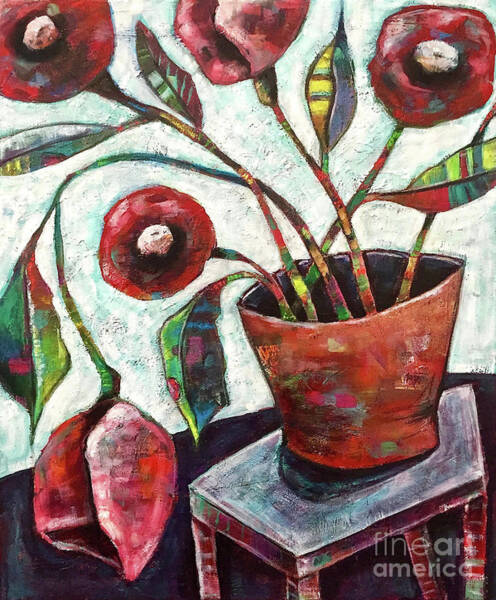 Vibrant Abstract Flowers in a Pot Wall Art