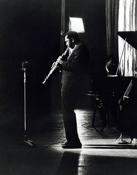 Jazz Saxophonist Performing On Stage Art Print