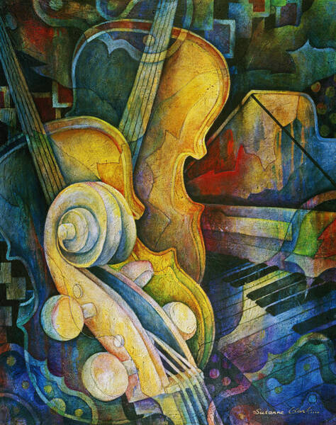 Cubist Musical Instruments Composition Wall Art