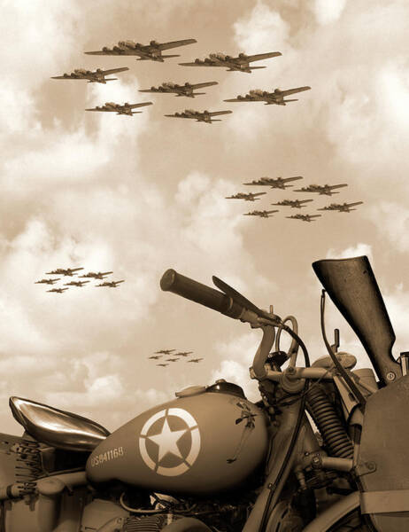 Vintage Military Scene with Aircraft Wall Art