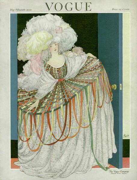 A Vogue Cover Of A Woman Wearing A Hoop Skirt Art Print by George