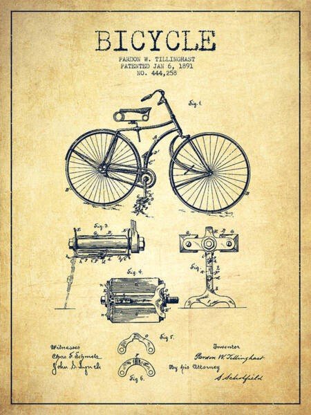 Vintage Bicycle Patent Drawing Wall Art