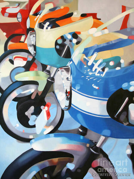 Vibrant Abstract Motorcycles Wall Art