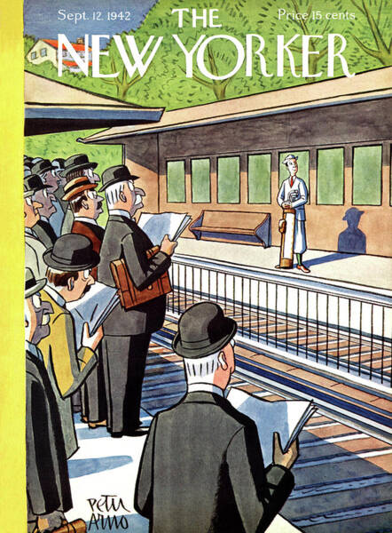 Commuters Observing a Man in Robe Art Print
