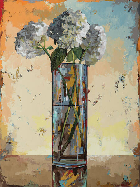 Hydrangeas in a Clear Vase Wall Art