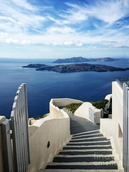 Stairway to Santorini Sea View Photograph