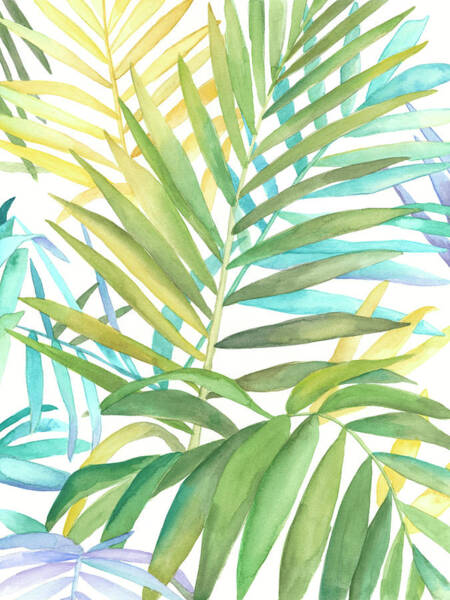 Tropical Leaves in Watercolor Wall Art