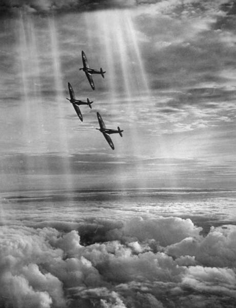 Formation of Four Vintage Fighter Planes Wall Art