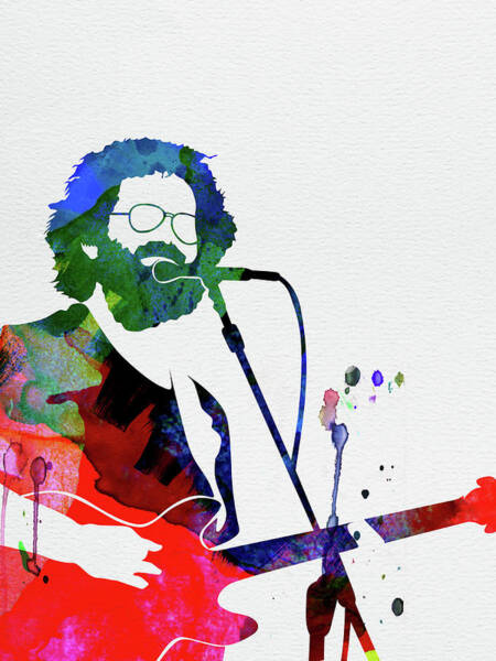 Colorful Musician Silhouette with Guitar Mixed Media