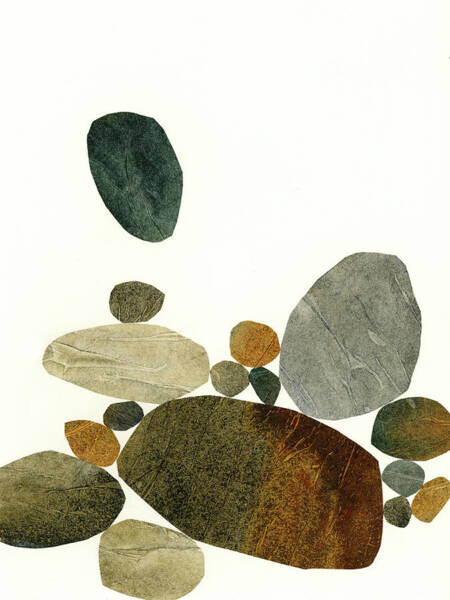 Stone Arrangement in Natural Colors Mixed Media