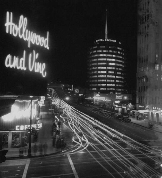 Hollywood and Vine at Night Wall Art