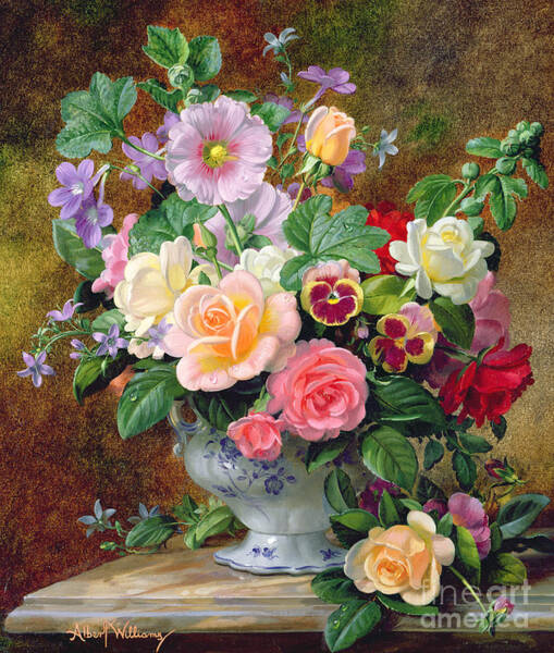 Roses and Pansies Bouquet Wall Art