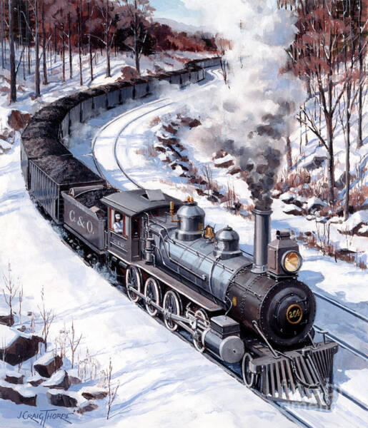 Locomotives - Chesapeake And Ohio Railroad 2-8-0 Type Engine Number 204 Hauling Coal Art Print