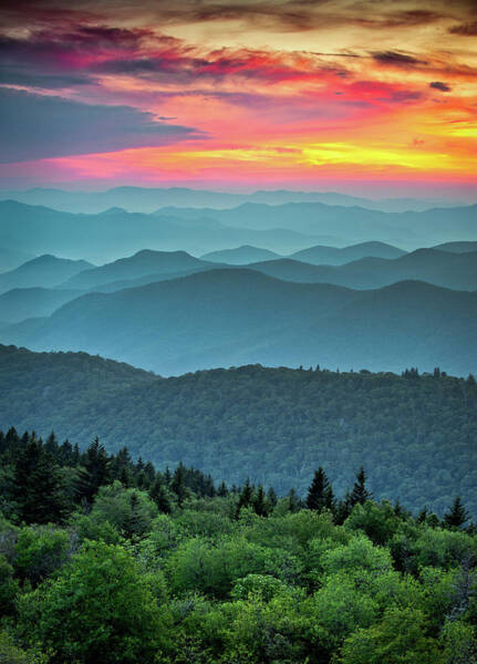 Sunset Over Mountain Range Photograph