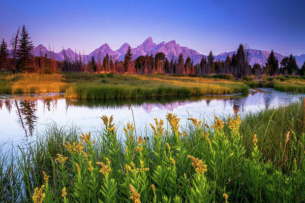 Serene Mountain Landscape at Dusk Wall Art