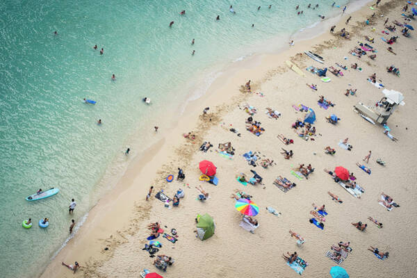 Crowded Beach on Summer Day Wall Art