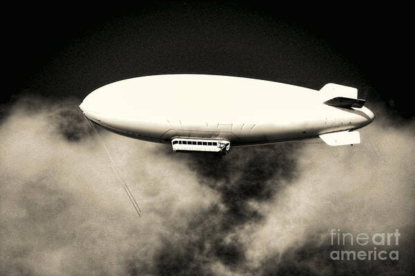 Lone Zeppelin in the Clouds Art Print