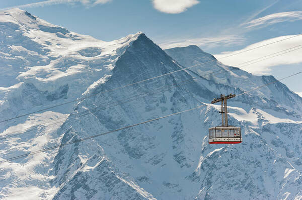 Cable Car and Snowy Mountain Peak Wall Art