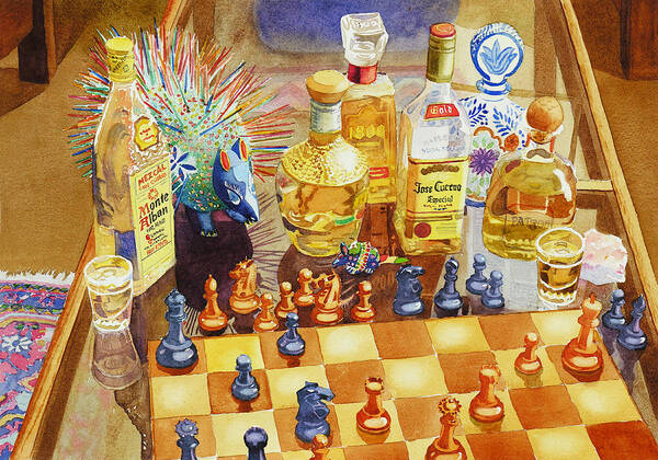 Chess and Spirits Still Life Wall Art