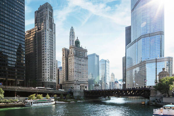 Chicago River and Skyline Wall Art