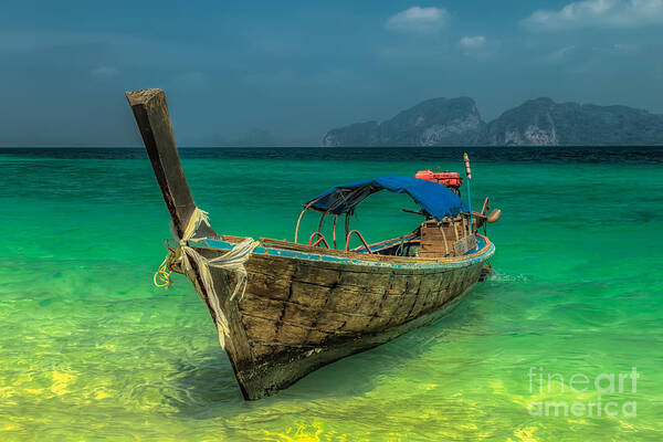 Traditional Boat in Clear Waters Wall Art