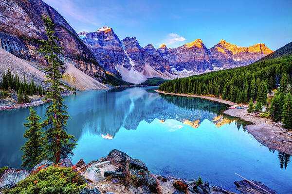Serene Mountain Lake at Sunrise Wall Art
