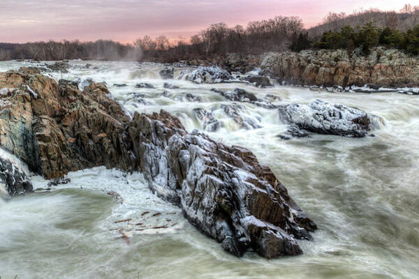 Rushing Waters Over Rocky Landscape Wall Art