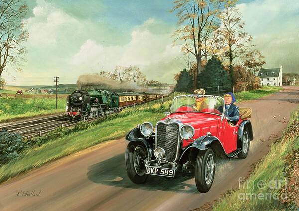 Racing a Vintage Train Wall Art