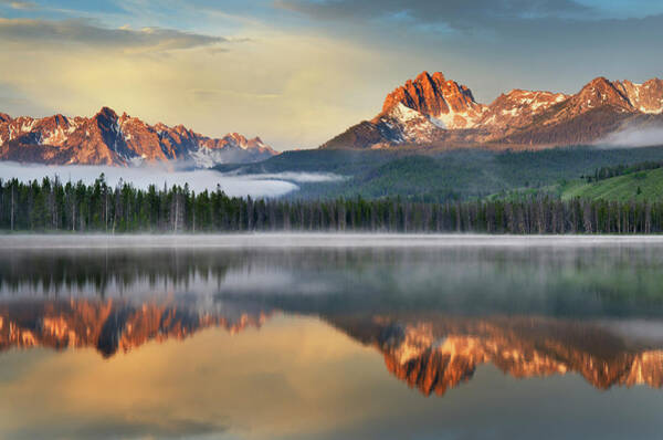 Serene Mountain Reflection at Sunrise Wall Art